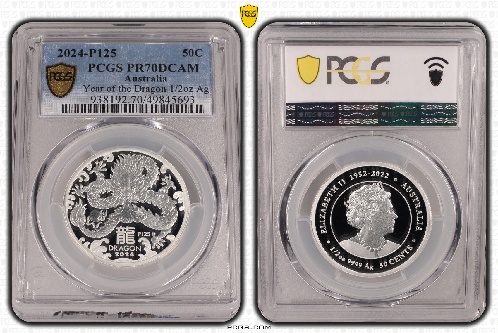 Year of the Dragon 1/2 oz Ag POP 3/0, Fifty Cent, 2024-P125, PCGS PR70DCAM