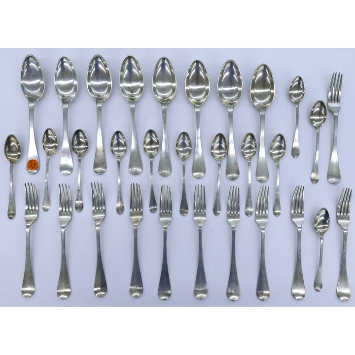 Tray 31pc Antique Hanau Silver Flatware - 1,346