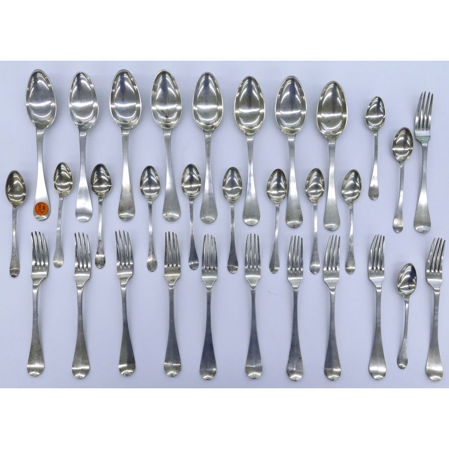 Tray 31pc Antique Hanau Silver Flatware - 1,346