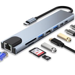 Multi functional 8 in 1 USB C Adapter Hub Docking Station | DEFECTIVE