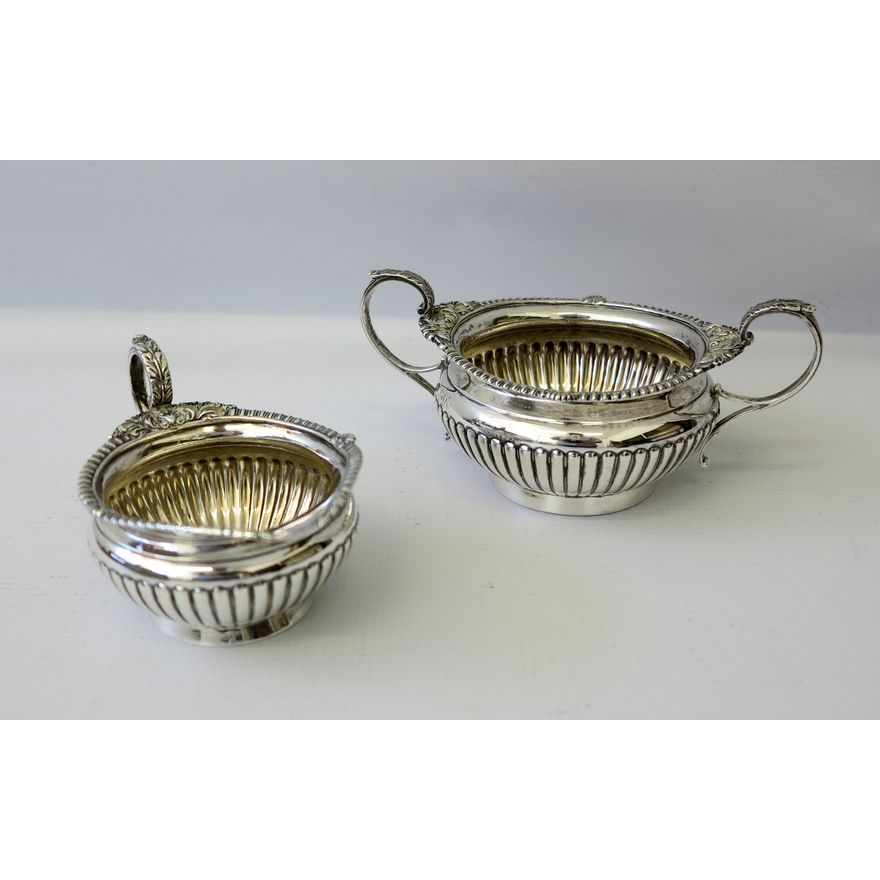 VICTORIAN SILVER CREAMER AND SUGAR BOWL