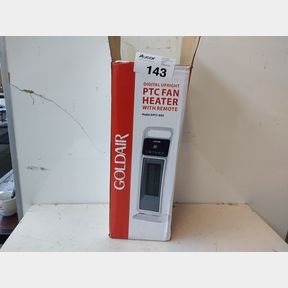 GOLDAIR DIGITAL UPRIGHT PTC FAN HEATER WITH REMOTE. TIP-OVER SWITCH.