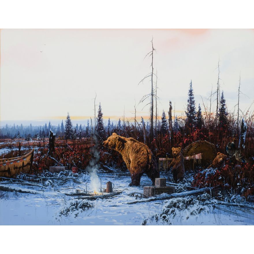 John Paul Strain (1955- ), Grizzly Bears in Camp