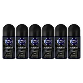 NIVEA MEN DEEP Anti perspirant Roll On Deo with Active Charcoal 6x50ml|