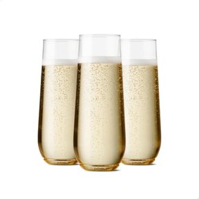 TOSSWARE POP 9OZ FLUTE, PREMIUM QUALITY, RECYCLABLE, UNBREAKABLE & CRYSTAL CLEAR PLASTIC CHAMPAGNE GLASSES,FLUTE , 12 COUNT (PACK