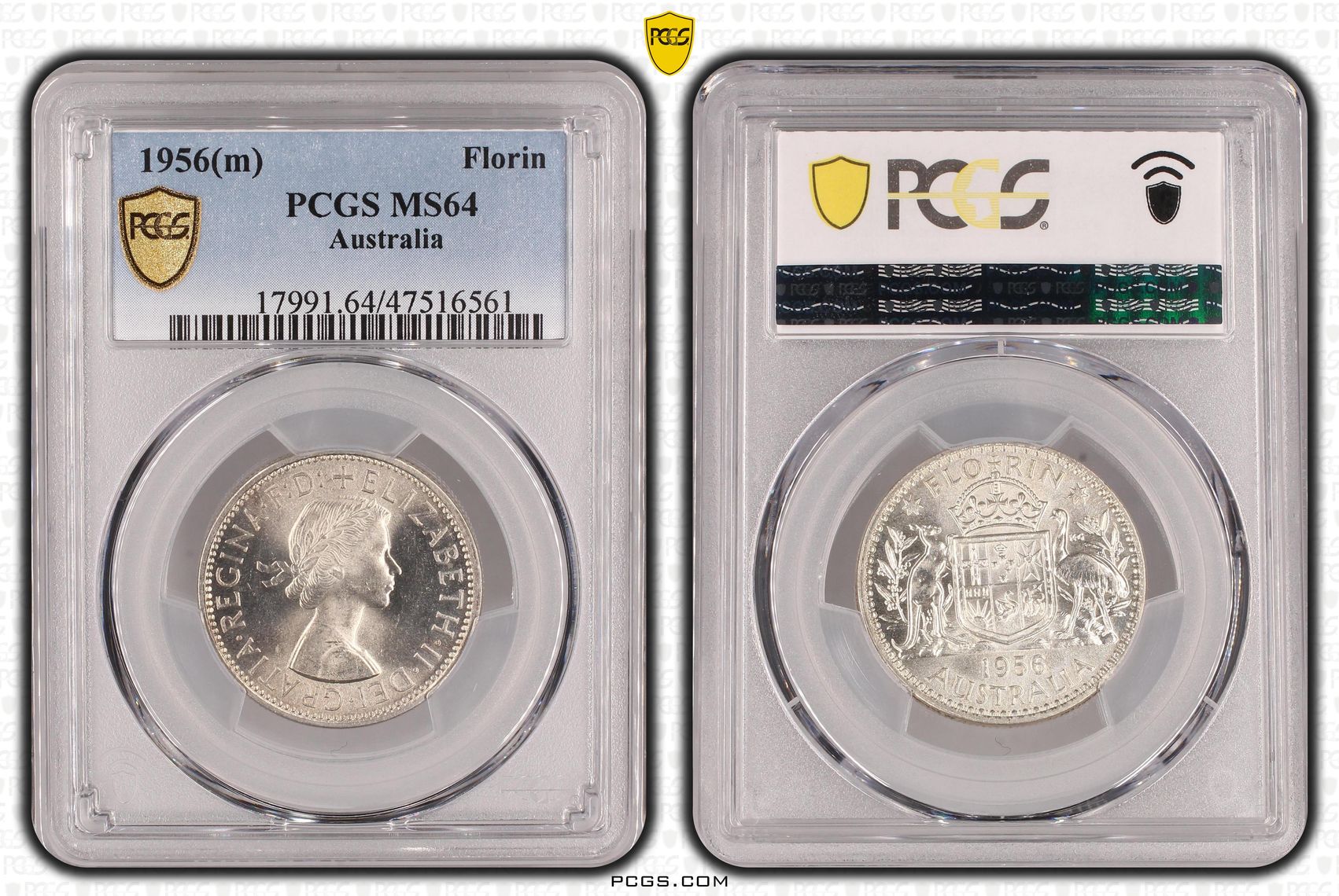 Florin, 1956(m), PCGS MS 64