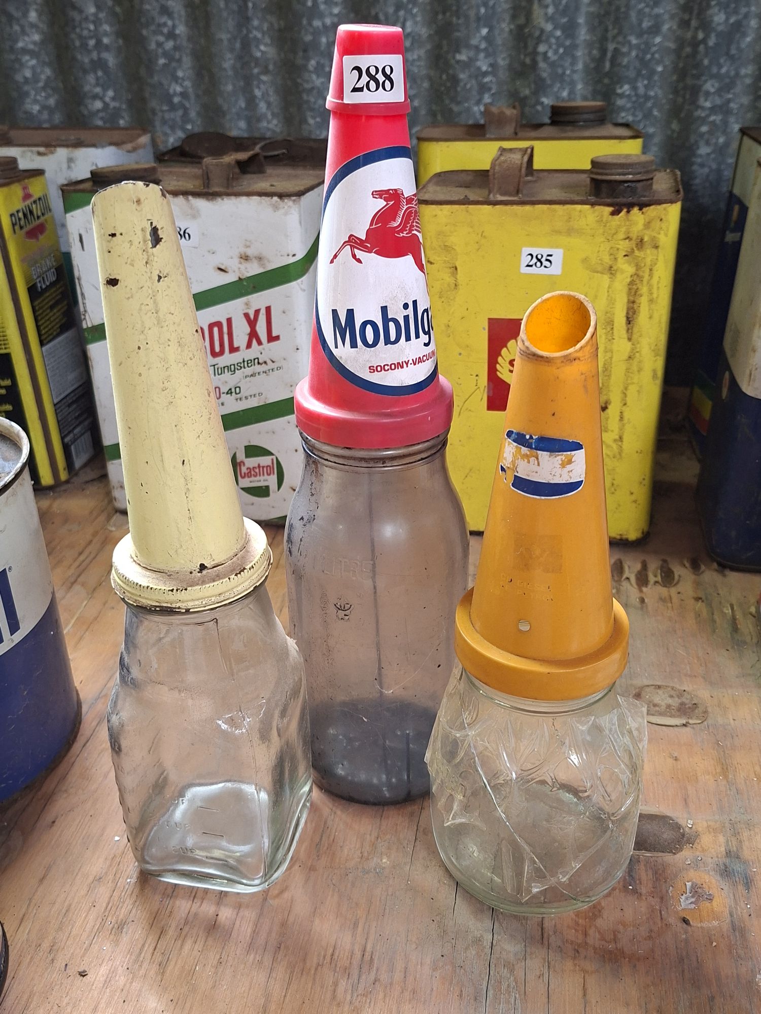 3 Oil Bottles And Pourer Caps