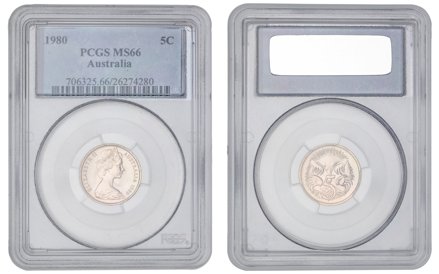 Elizabeth II, Five Cent, 1980, PCGS MS66
