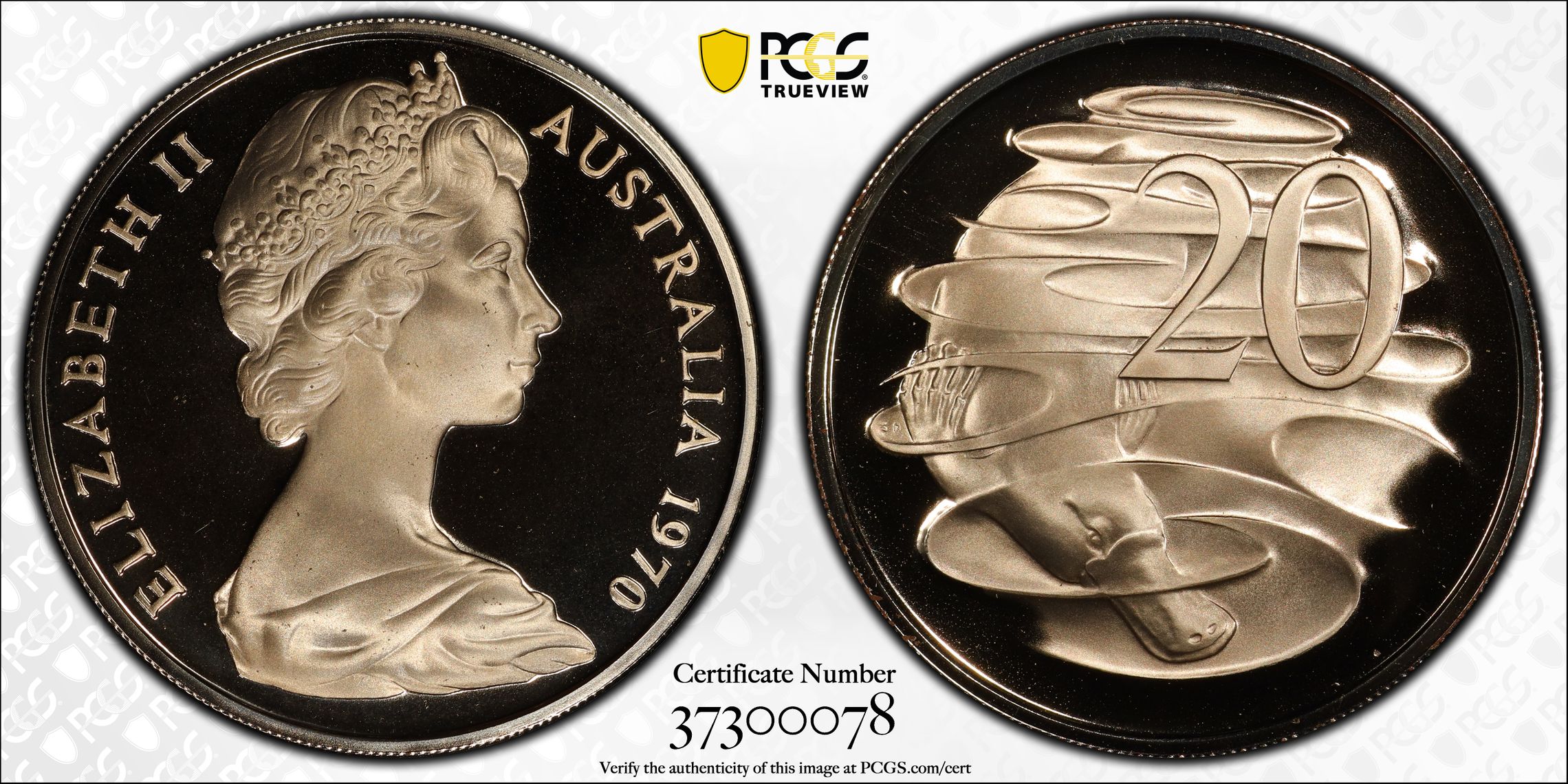 1970 Australia Twenty Cent, 20c PCGS - PR69DCAM -078