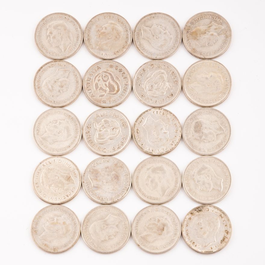 George VI, Shilling, 1946-P,  F - VF