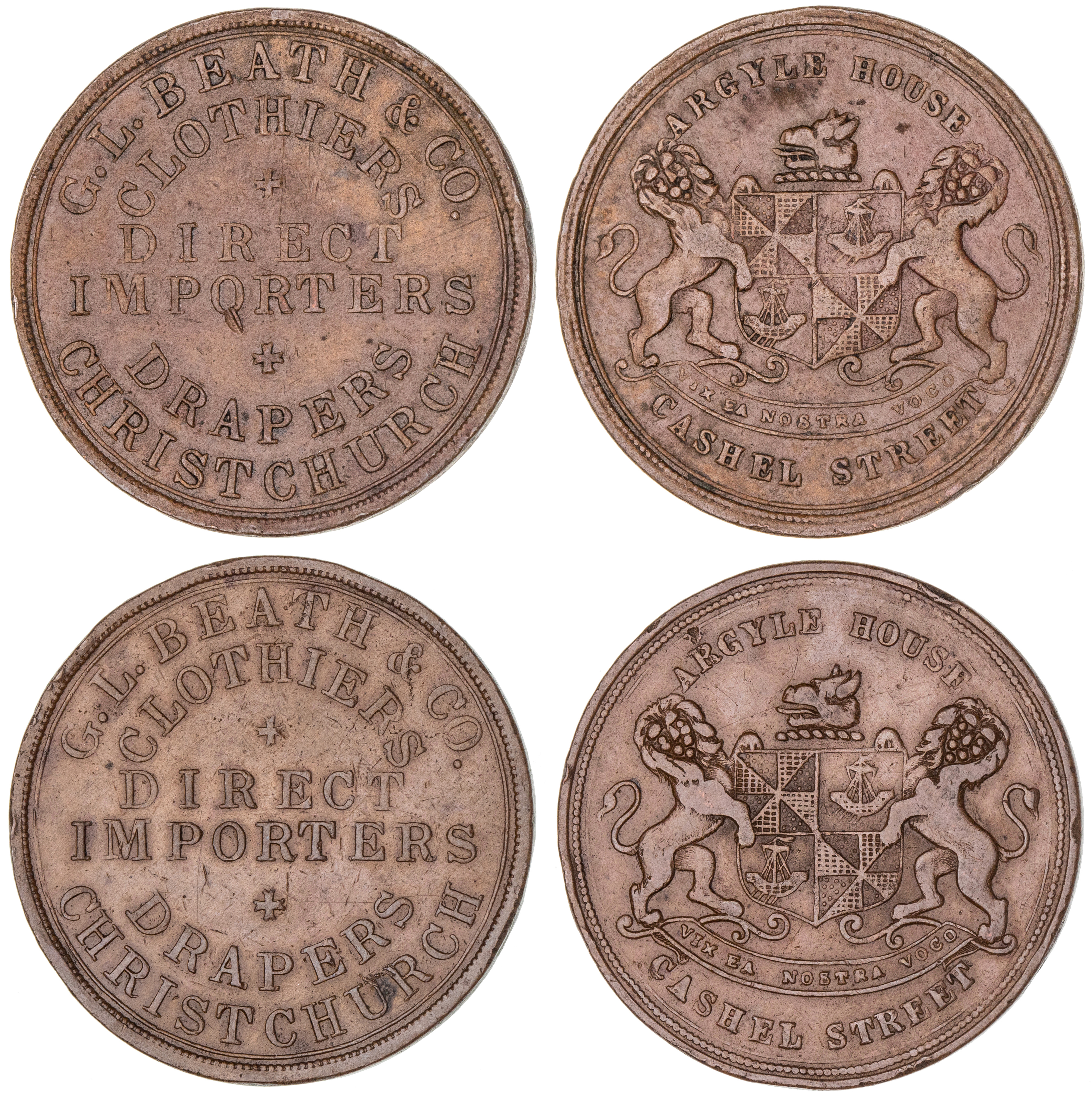 410 · New Zealand, G.L. Beath & Co., Christchurch, Penny , ND, VF