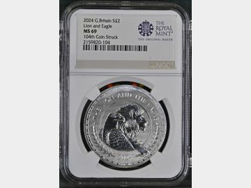 2024 LION & EAGLE 1oz SILVER 2 POUND MS69 (104TH COIN STRUCK)