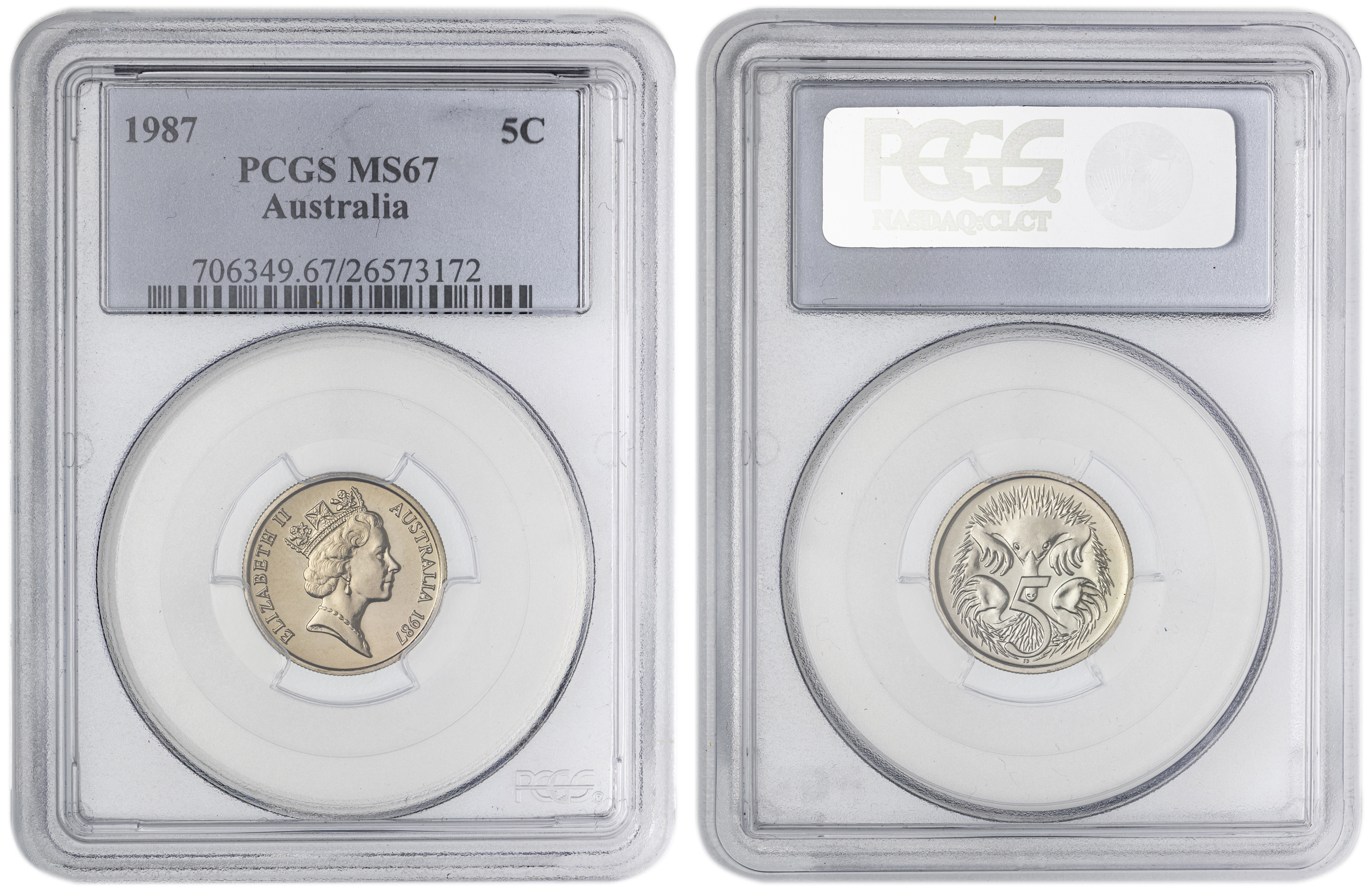 Low Echidna, Five Cent, 1987, PCGS MS67