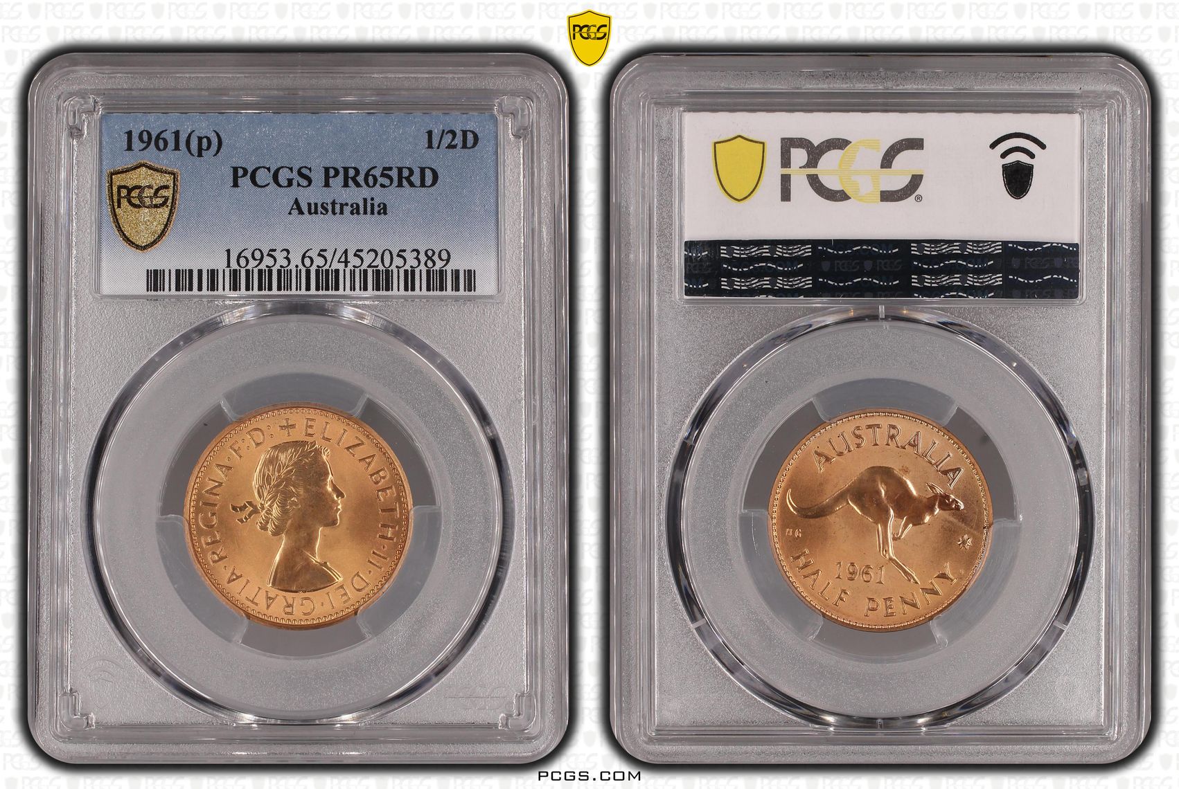 1961(p) Australia Half Penny PCGS - PR65RD -389