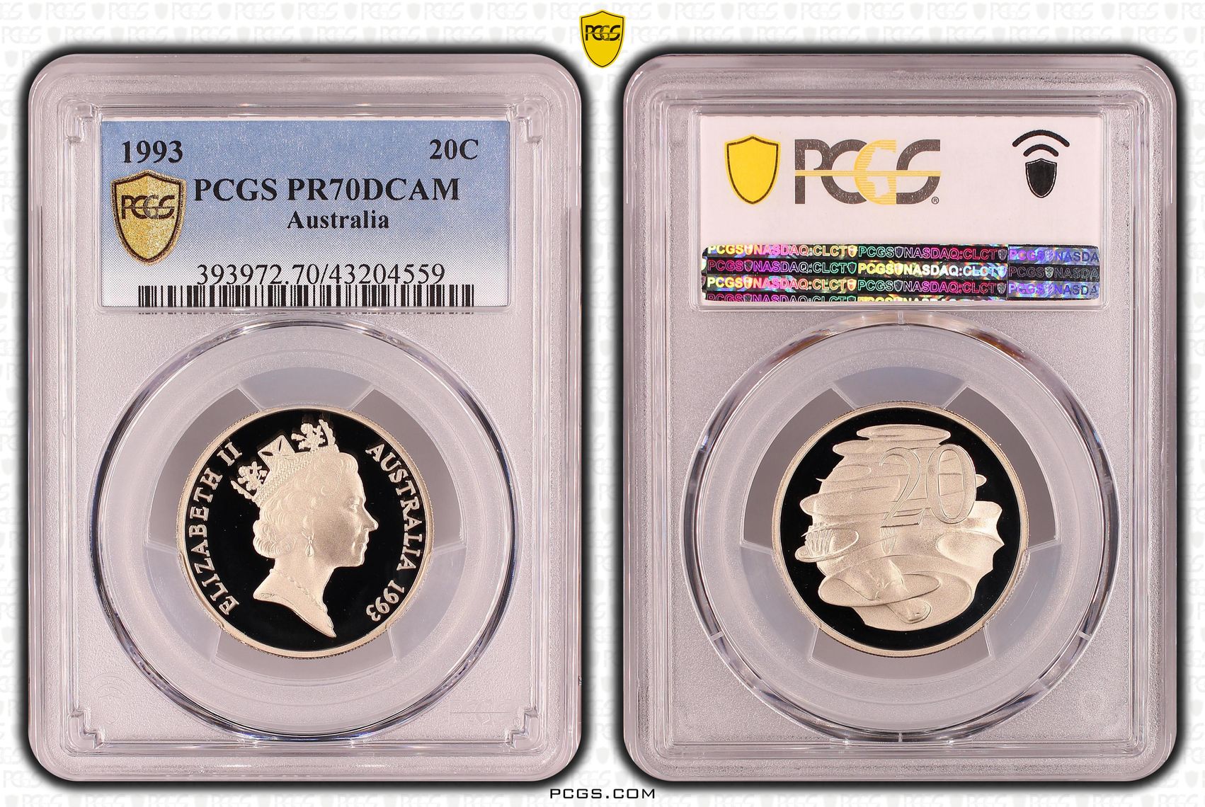 1993 Australia Twenty Cent, 20c PCGS - PR70DCAM POP 16/0 -559