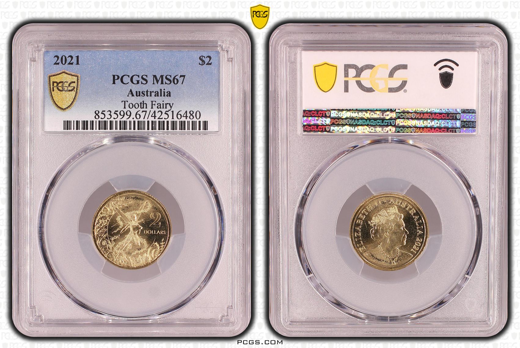 2021 Australia Two Dollar, $2 Tooth Fairy PCGS - MS67 -480