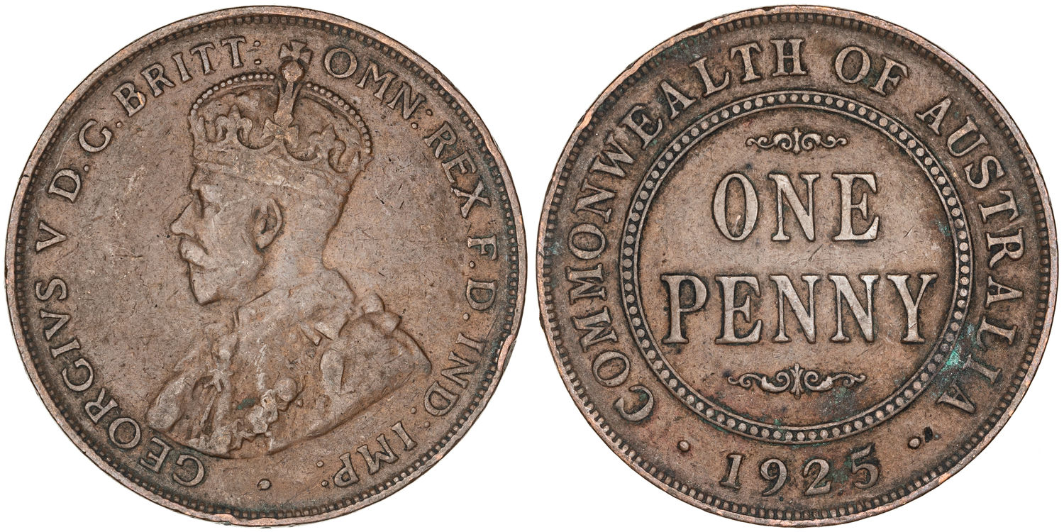 George V, Penny, 1925, VG - aF