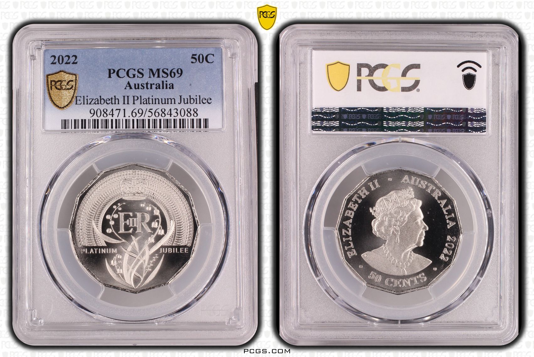 Elizabeth II Platinum Jubilee, Fifty Cent, 2022, MS69