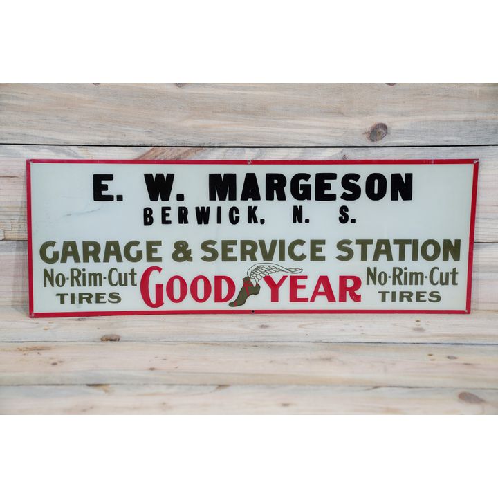 Goodyear Garage & Service Station Single Sided Tin Embossed Metal Sign TAC 8.9