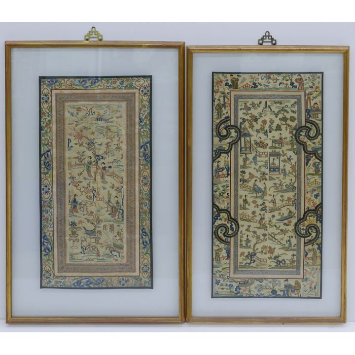 2 Pairs Chinese Forbidden Stitch Silk Sleeve Panel