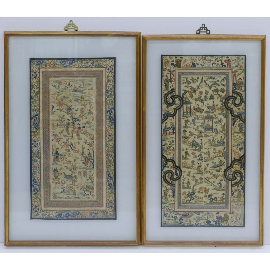 2 Pairs Chinese Forbidden Stitch Silk Sleeve Panel