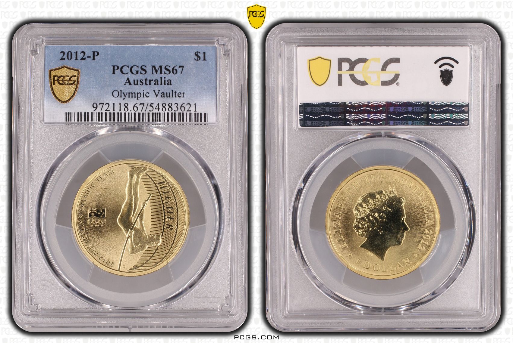 Olympic Vaulter, One Dollar, 2012-P, PCGS MS67