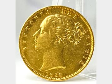 1853 VICTORIA SHIELD GOLD SOVEREIGN W.W RAISED (DOUBLE STRUCK 5 AND 3)