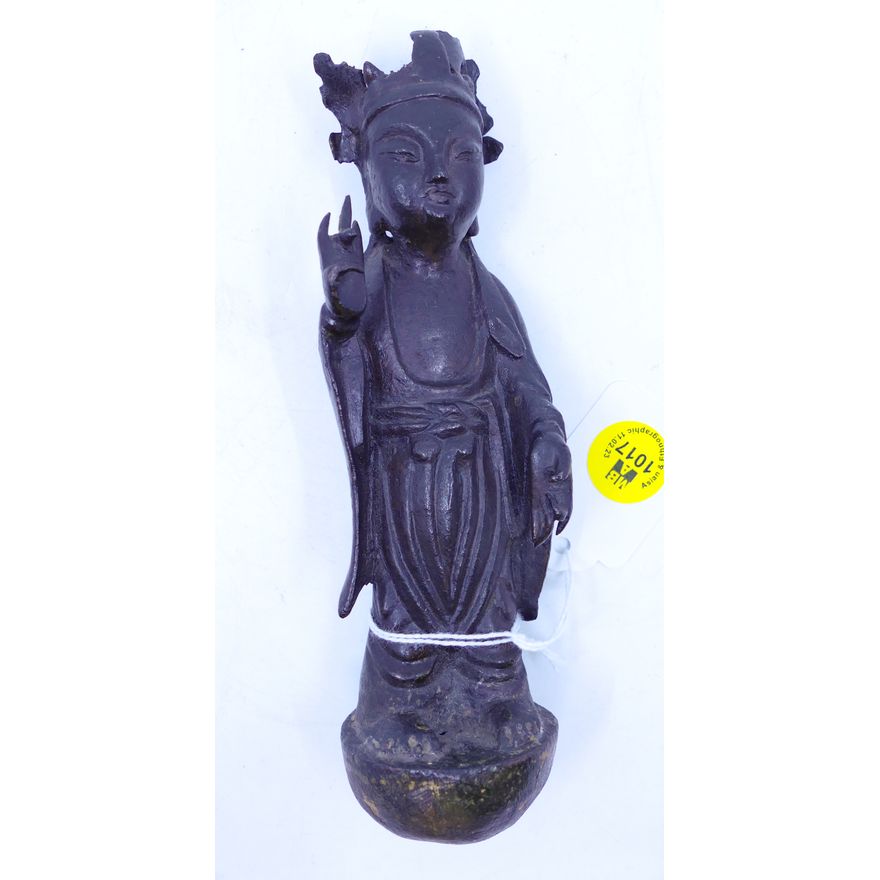 Chinese Ming Bronze Standing Guanyin Figure 6.5''