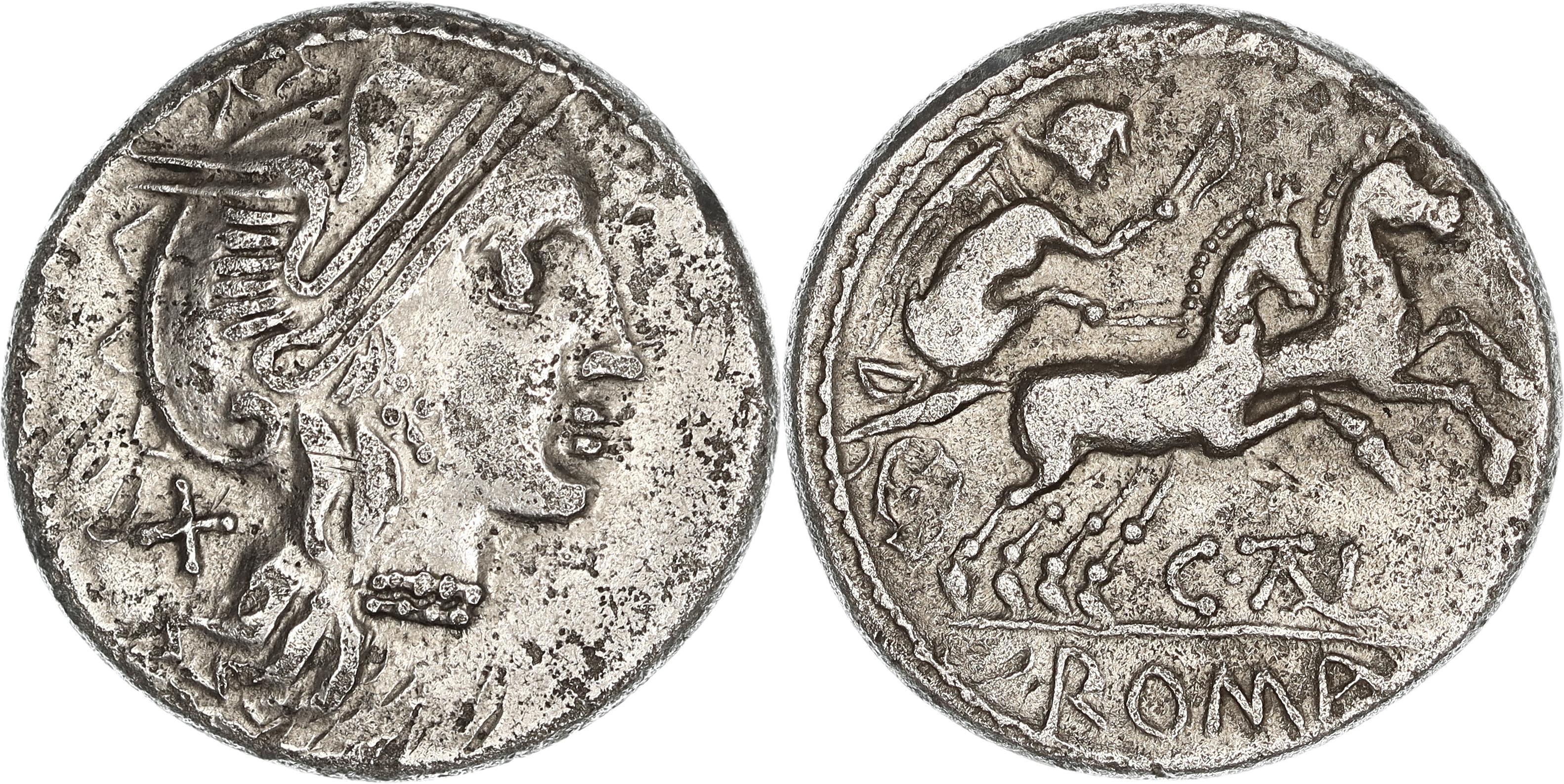 Roman Republic, C. Iuventius P.f. Thalna, Silver Denarius, 154 BC, VF