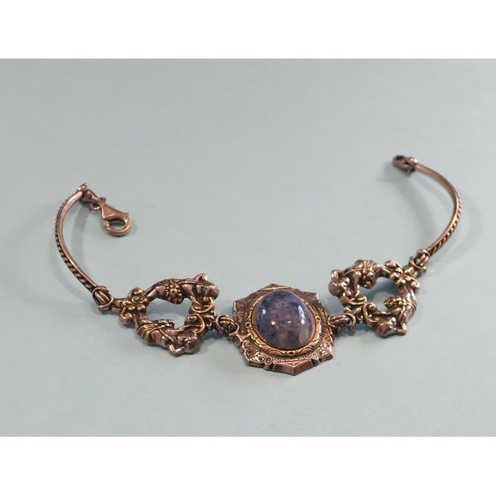 A MID 20TH CENTURY STERLING SILVER AND SODALITE BRACELET.