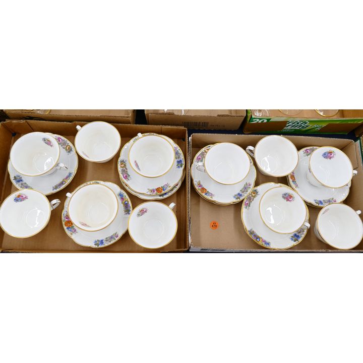 11pc Rosenthal Matching Floral Cup Saucers