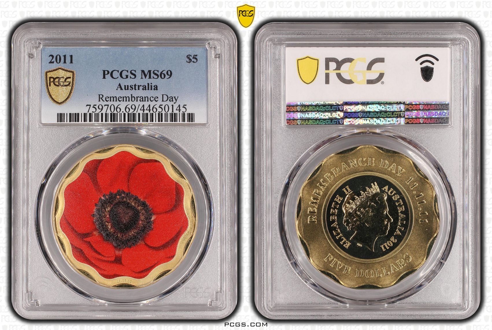 326 · 2011 Australia Five Dollar, $5 Remembrance Day PCGS - MS69 POP 11/0 -145