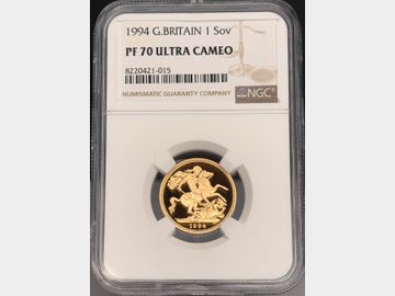1994 PROOF GOLD SOVEREIGN PF70 UCAM TOP POP!