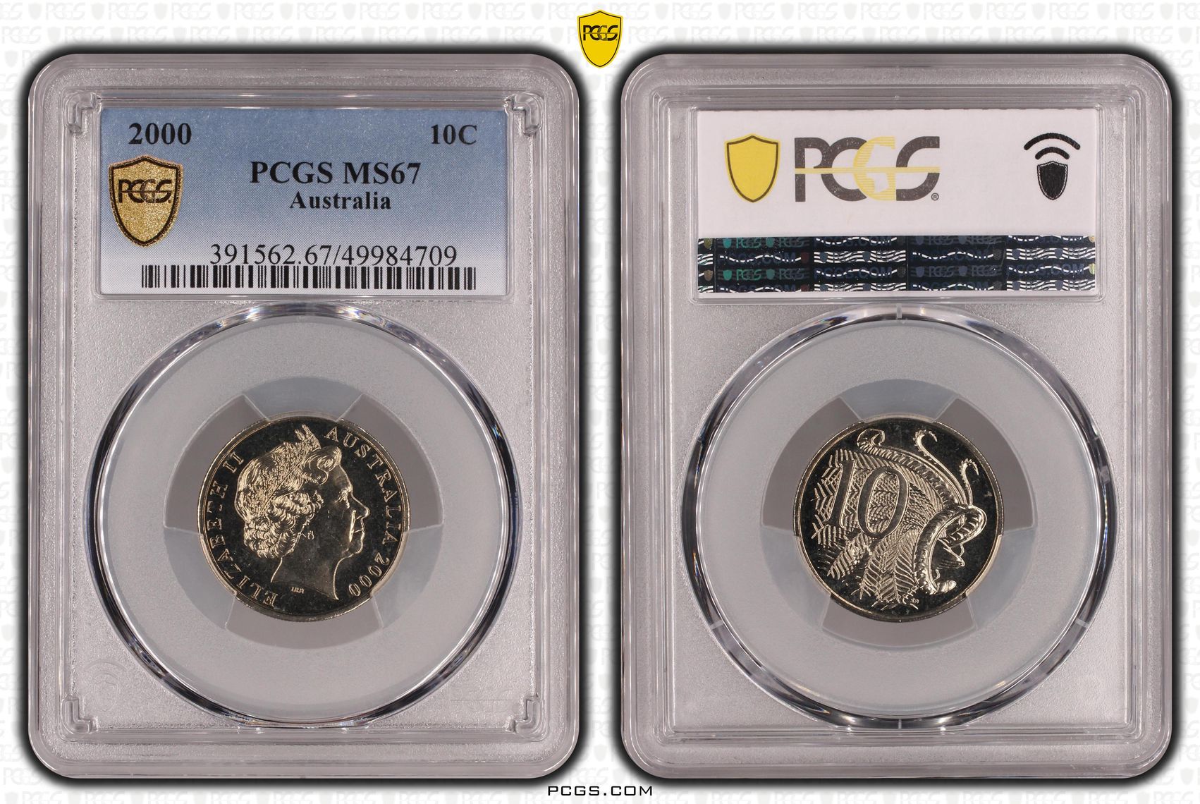 Ten Cent, 2000, PCGS MS67