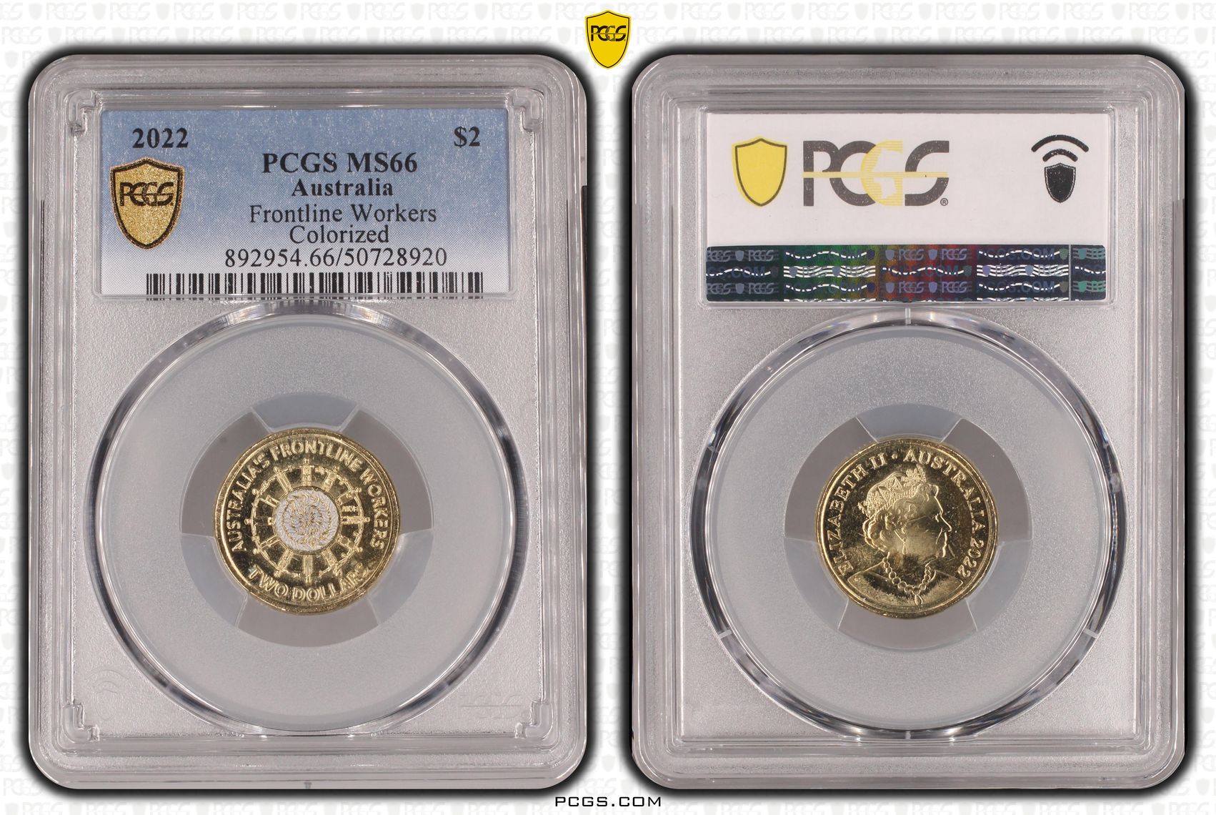 Frontline Workers Colorized , Two Dollar, 2022, PCGS MS66