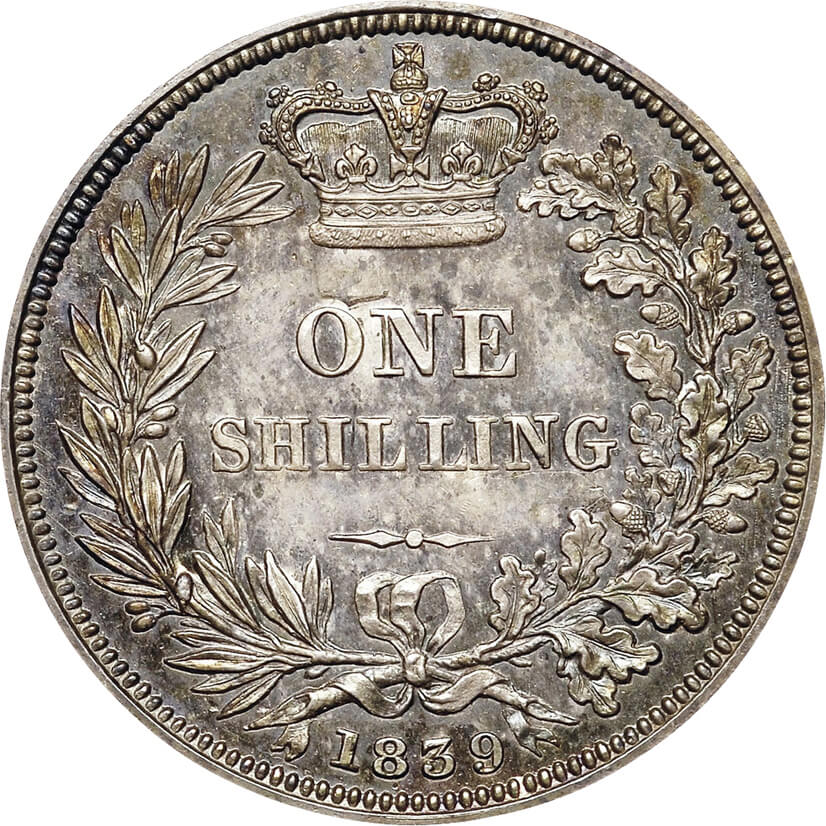 英国-GB. silver. 1839. 1. Schilling. NGC PF65. 未使用プルーフ. UNC 