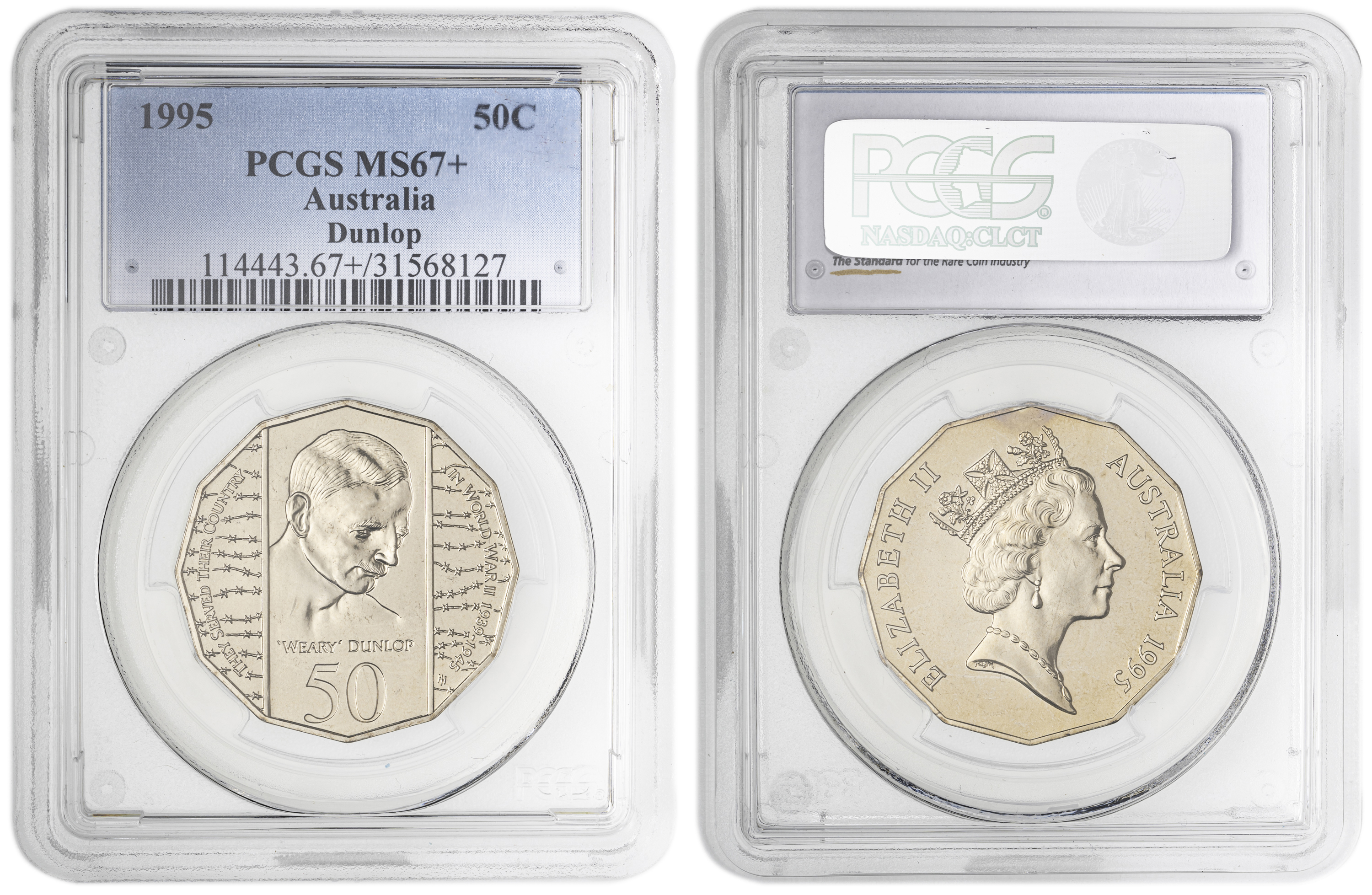 Dunlop , Fifty Cent, 1995, PCGS MS67+