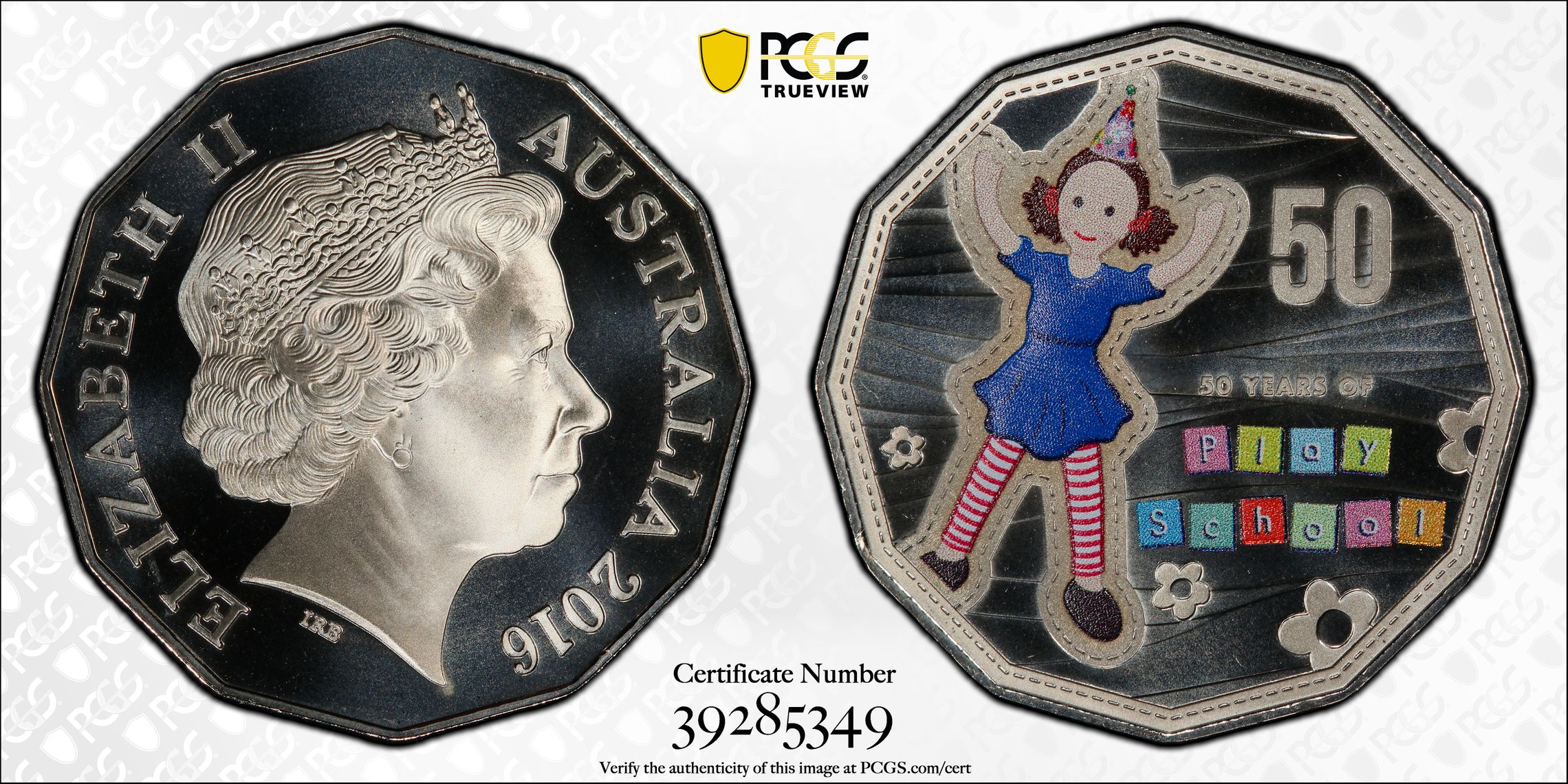 Jemima Play School Colourised, Fifty Cent, 2016, PCGS MS68