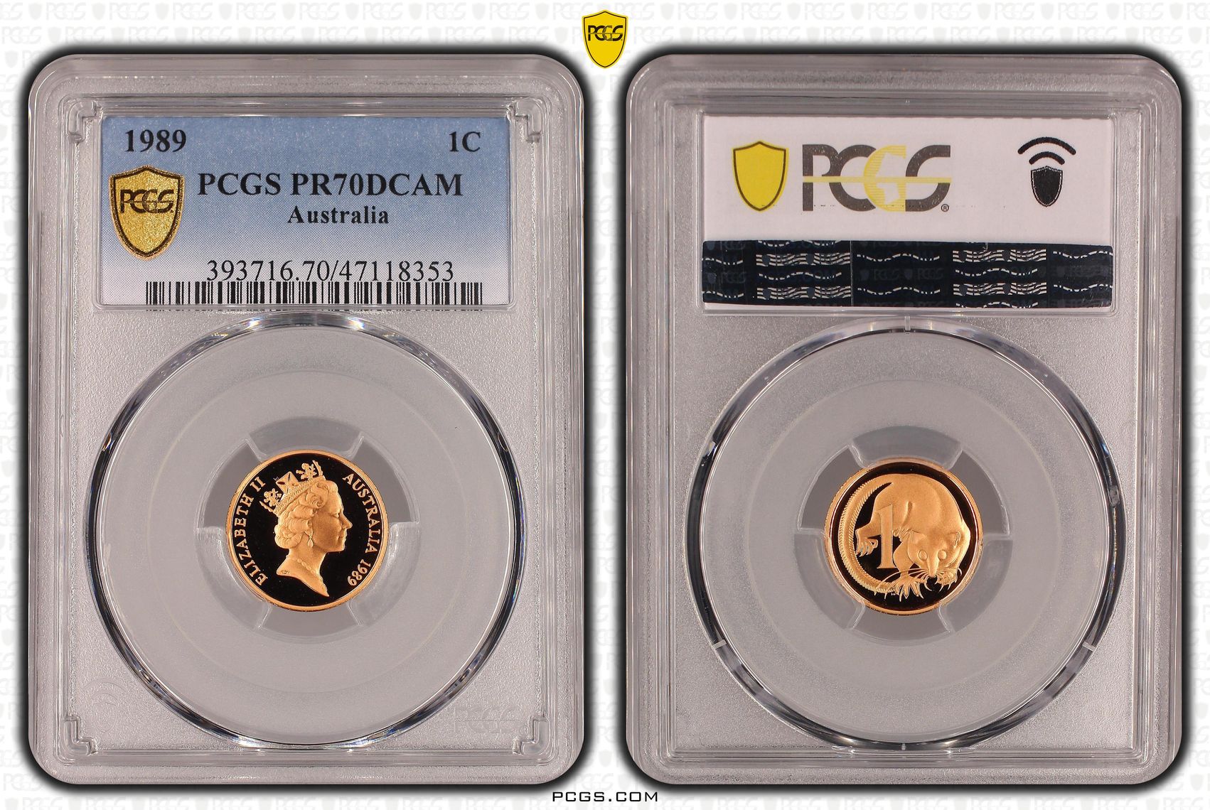 One Cent, 1989, Pcgs Pr70dcam