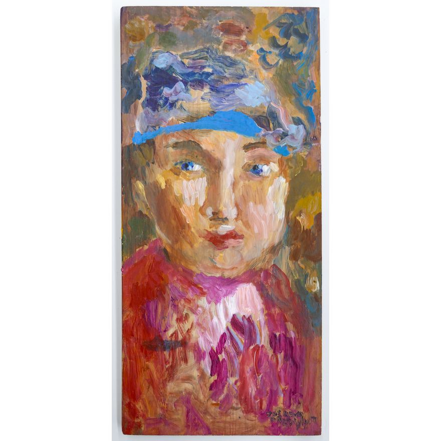 Joe Reno ''Illegibly Titled'' 1994 Oil on Wood 22.5''x10.5''