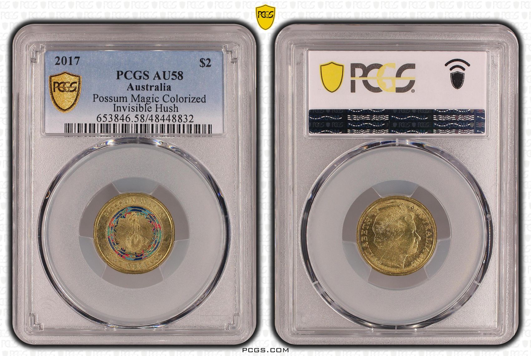 Elizabeth II, Possum Magic - Invisible Hush, Two Dollar, 2017, PCGS AU58