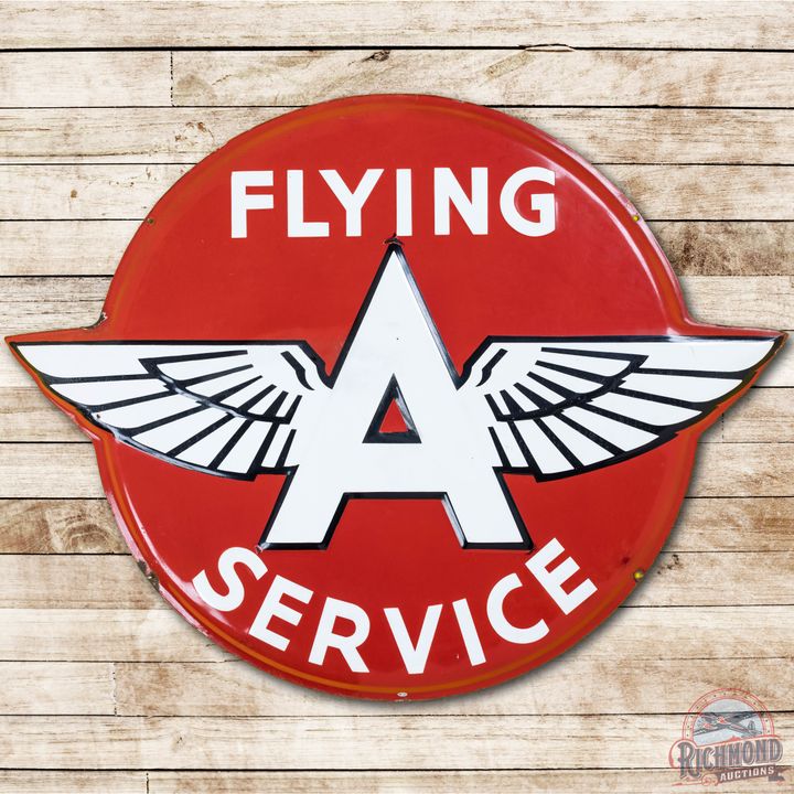 Flying A Service Porcelain Button Sign TAC 8.5