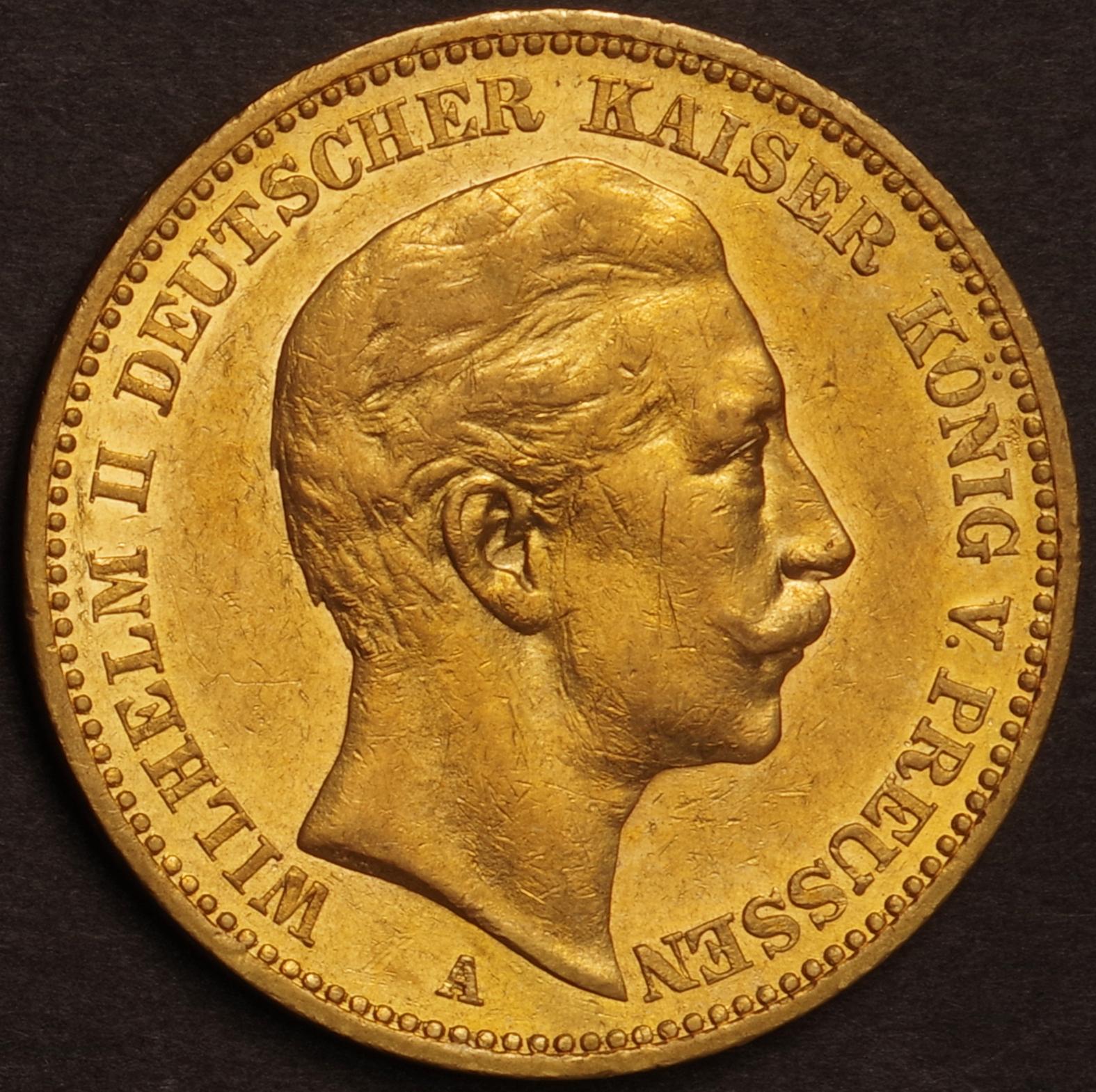 プロシア ヴィルヘルム2世像 20マルク金貨 1897年(A) KM521 | Taisei 