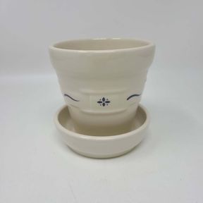 Longaberger Pottery Woven Traditions Pot with Tray - Blue #2