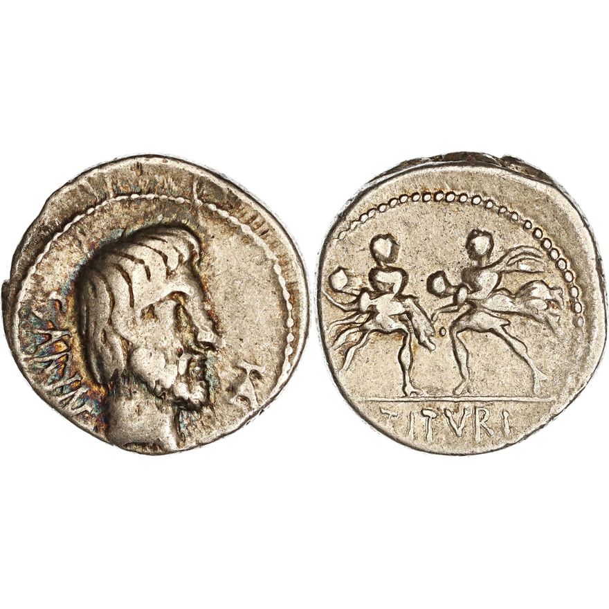 Roman Republic, L. Titurius L.f. Sabinus, Silver Denarius, 89 BC,  gF-nVF