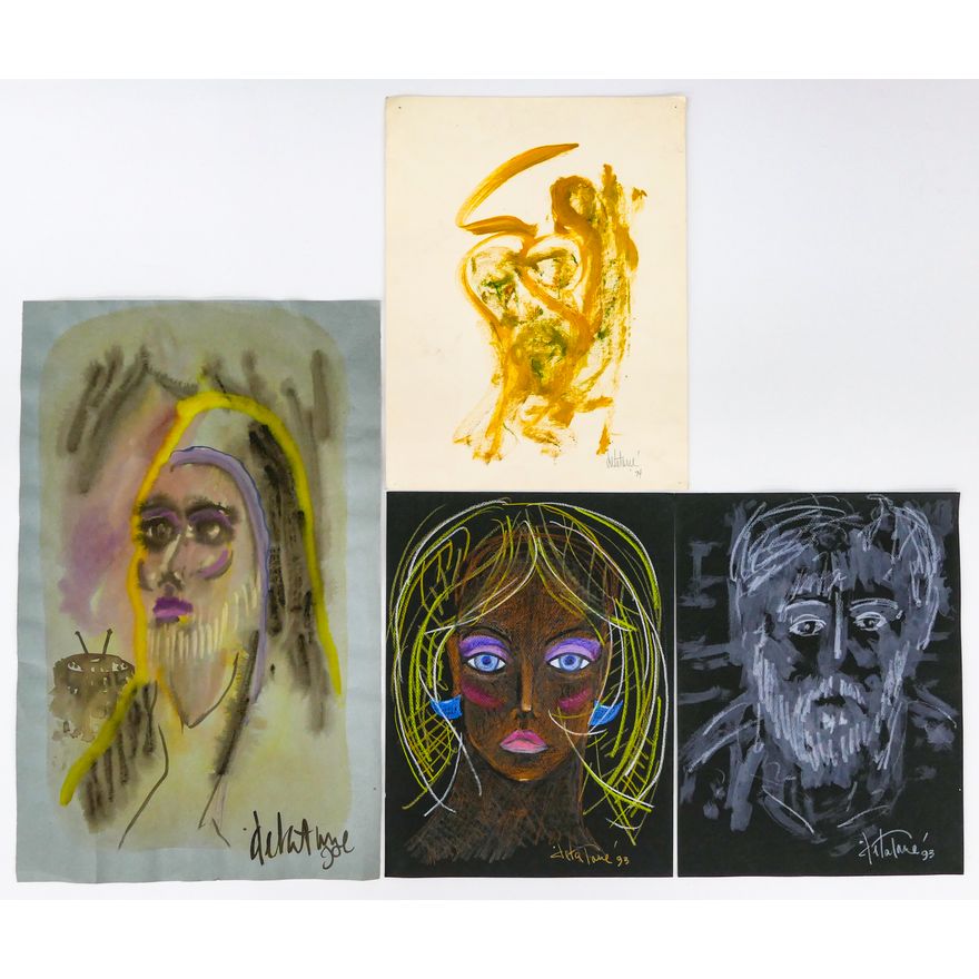 4pc Joseph de la Torre Painted Portraits etc.