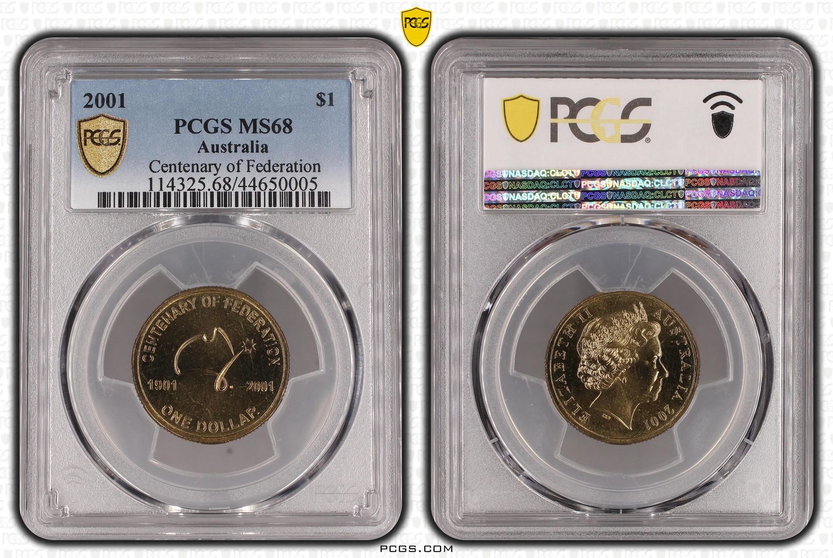 2001 Australia One Dollar, $1 Centenary of Federation PCGS - MS68 POP 18/0 -005