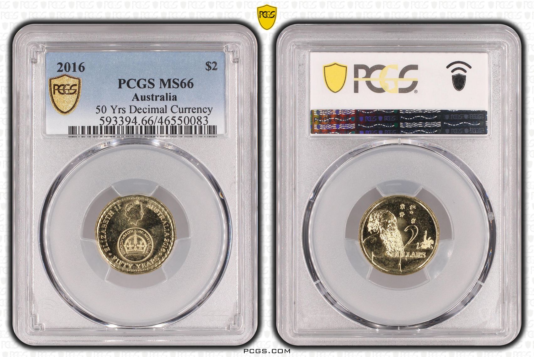 Elizabeth II, 50 Yrs Decimal Currency, Two Dollar, 2016, PCGS MS66