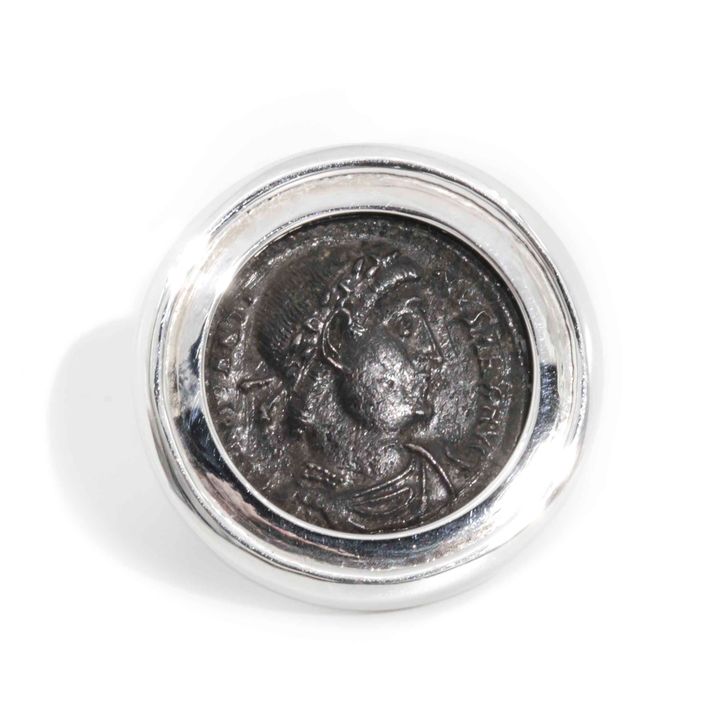Constantine the Great & Soldiers Ancient Coin Silver Ring