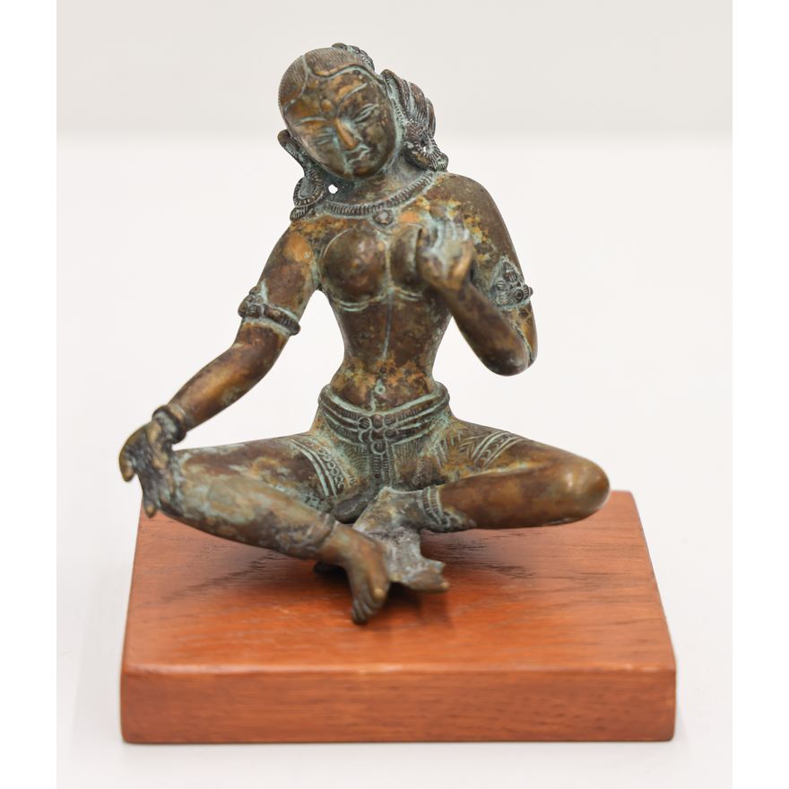 Indian Bronze Seated Parvati on Stand